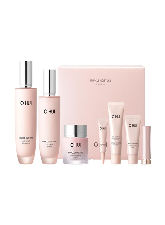 O HUI Miracle Moisture Set | K-Beauty Set, 3 Full Size + 4 Travel Essentials | Helps Strengthen Skin Barrier | Glass Skin | Face cream, Skin Softener Lotion, Face Wash, Emulsion | Ceramide, Peptide - Image 1